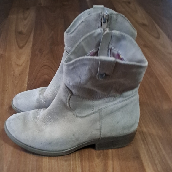 Kids' Beige Pink Suede Cowboy Boots. Western Cowgirl - Picture 3 of 9